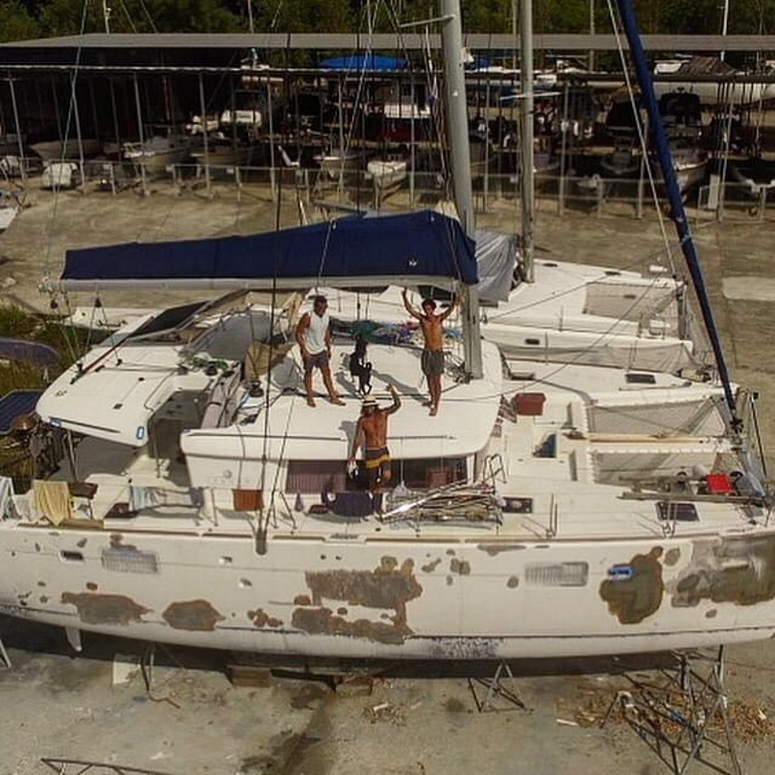 damaged lagoon catamaran for sale