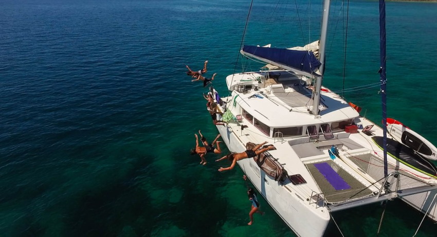 damaged lagoon catamaran for sale