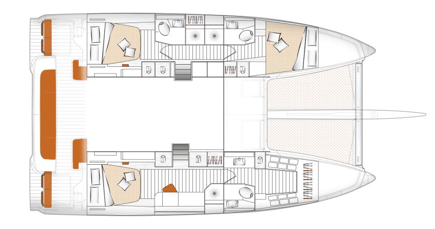 excess 14 catamran 3 cabin version layout